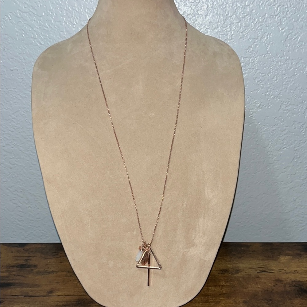 Elegant Rose Gold  colored Triangle Pendant Necklace